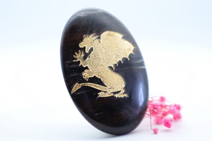 Mahagoni Obsidian Mystischer Drache vergoldet 24 Karat echtes Blattgold