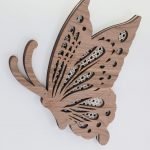 Butterfly made of walnut wood with rattan pattern | Boho butterflies