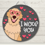 DIY wooden doorplate door hanger | Valentin "I WOOF YOU" | craft set