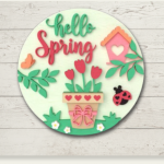 DIY door sign "Hello Spring" wooden door hanger | Fantastic craft set