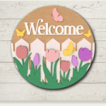 Cheerful DIY door sign "Hello Spring" wooden door hanger | Fantastic craft set