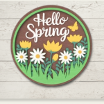 Cheerful DIY door sign "Hello Spring" wooden door hanger | Fantastic craft set