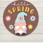 Cheerful DIY door sign "Hello Spring" wooden door hanger | Fantastic craft set