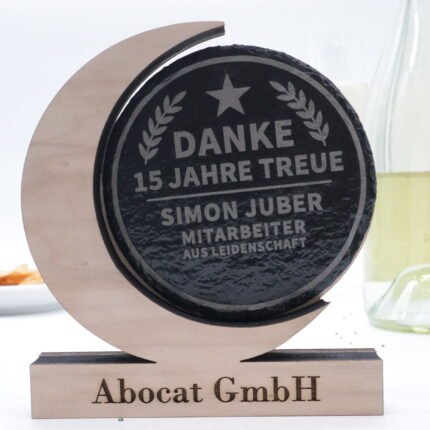 Modern trophy with slate plaque - can be personalized