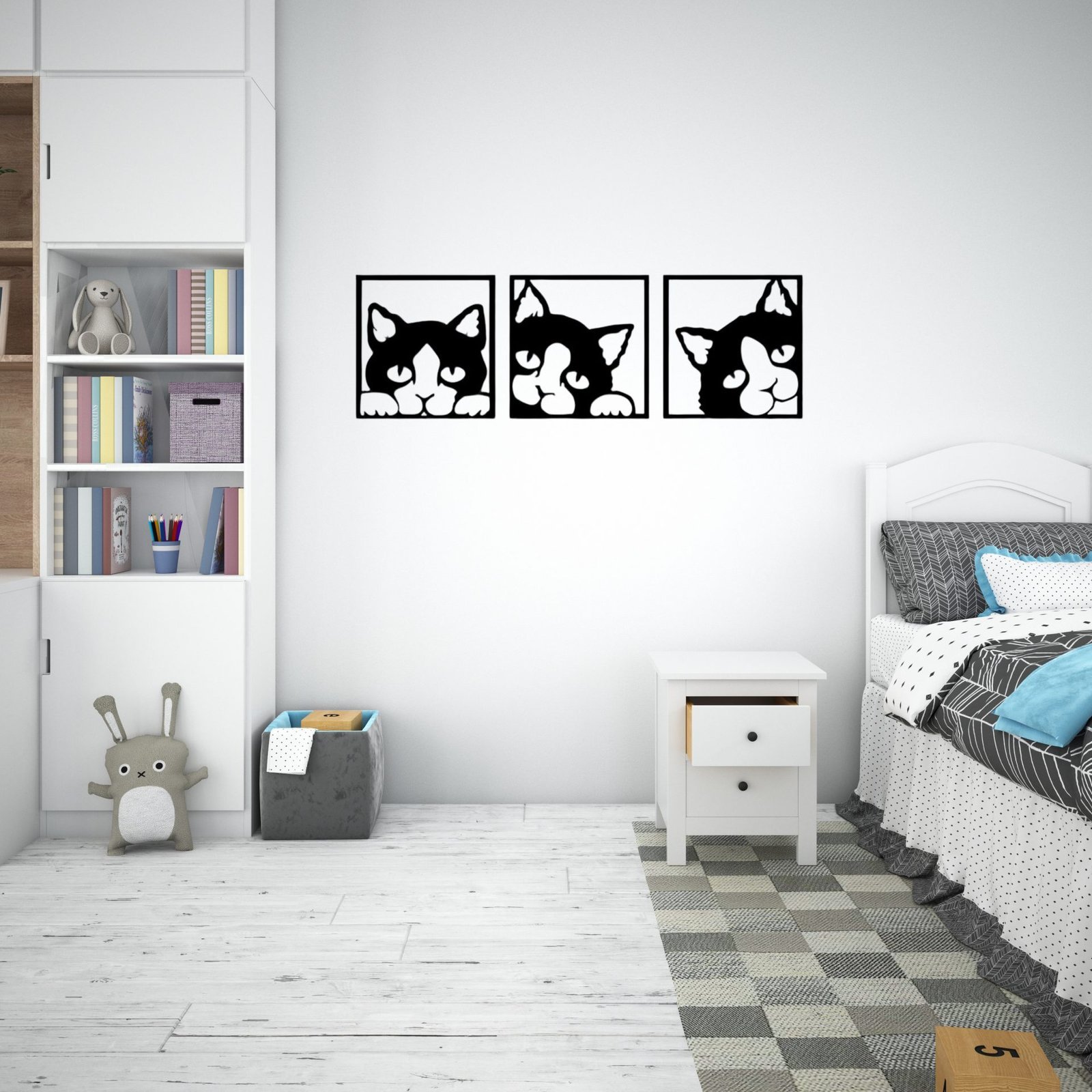 1250-1-1.jpg 3 Neugierige Kätzchen Set als Wandbild aus Acryl – Bild 1