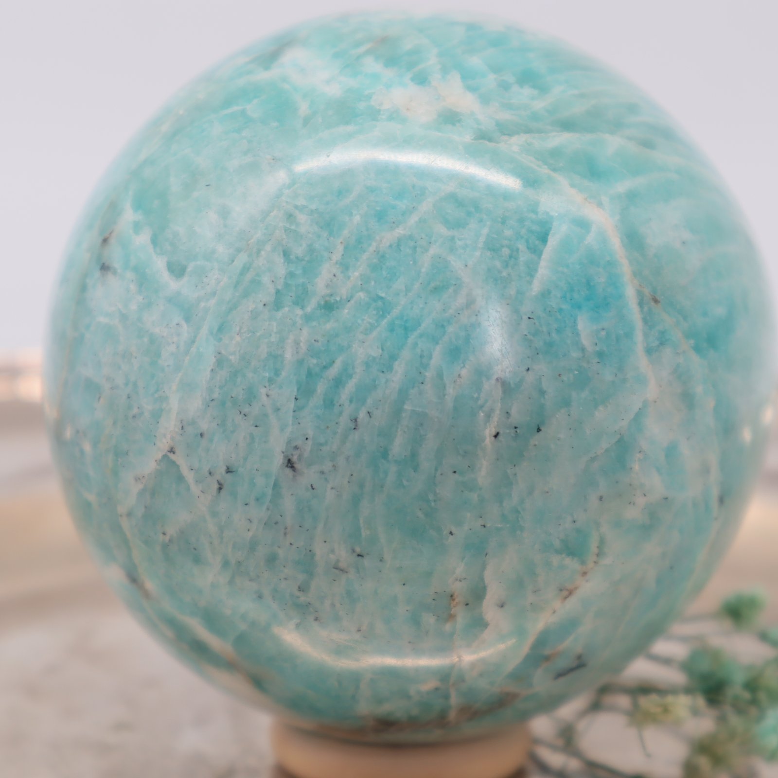 Amazonit-1-4-1.jpg Blaue Amazonit Edelsteinkugel - hohe Qualität 79 mm – Bild 1