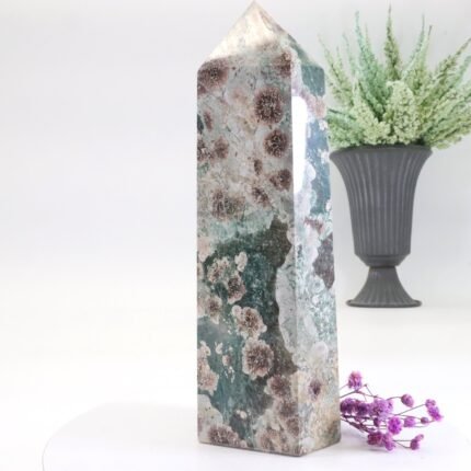 GROSSER BLUMEN ACHAT Edelstein Turm