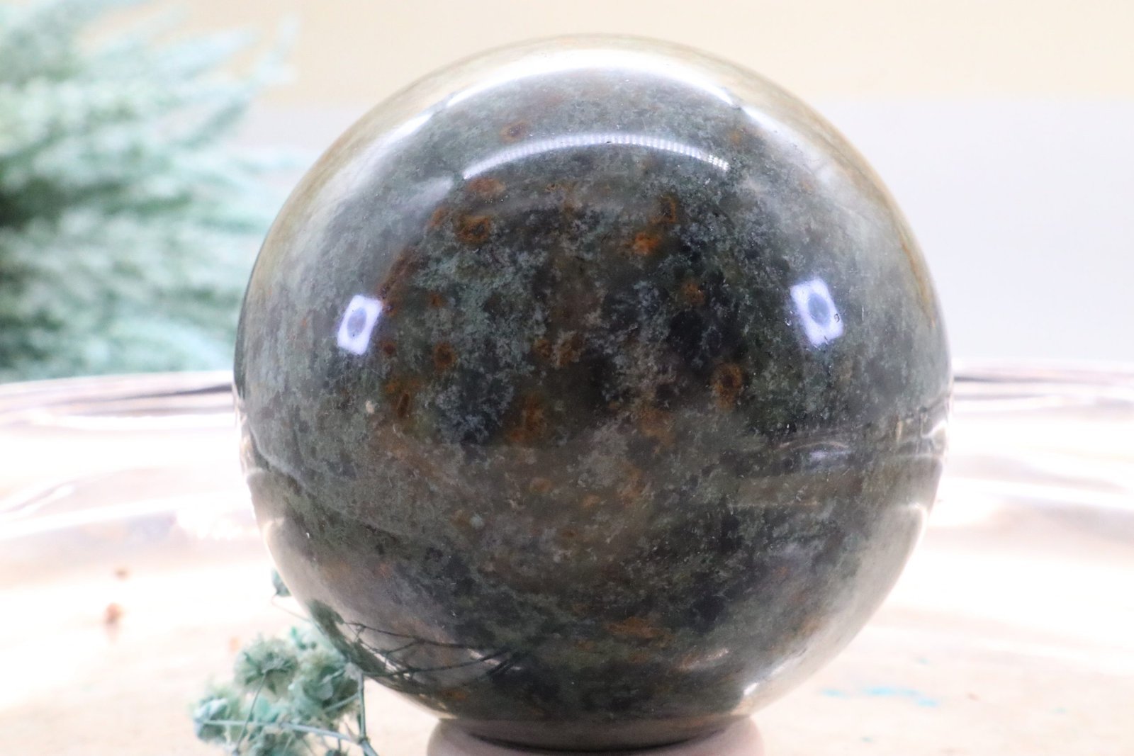 Natürliche Chrysopras EDELSTEINKUGELN Hochglanz 61 mm