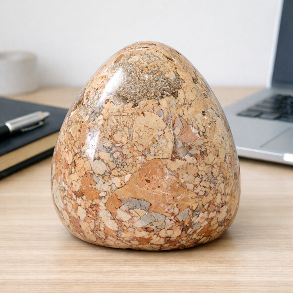 Copilot_20260531_091155 Brekzien‑Jaspis Skulptur 1226 g – Polierte Naturstein‑Freiform | Exklusive Schreibtisch‑Deko | Handgefertigtes Unikat | Premium Desc Office – Bild 1