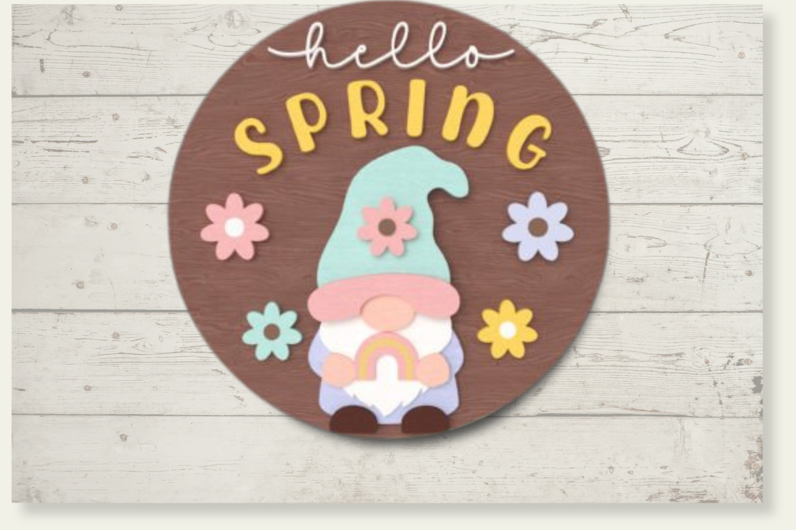 Fruehling-Schild-5-1.png Fröhliches DIY Türschild Türhänger „Hello Spring“ aus Holz | Fantastisches Bastel Set – Bild 1