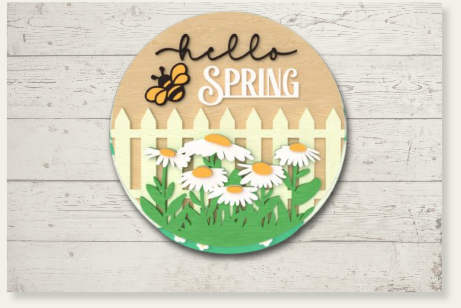 Hello-Spring-1.png Fröhliches DIY Türschild Türhänger „Hello Spring“ aus Holz | Fantastisches Bastel Set – Bild 1