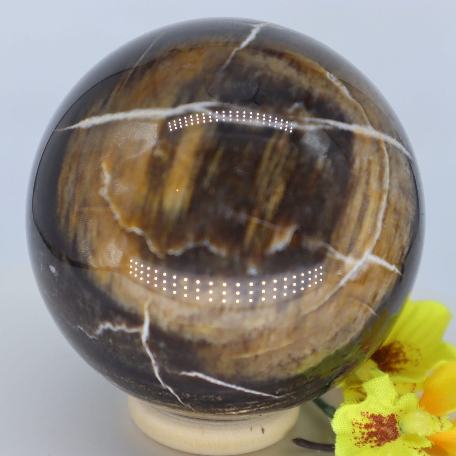 IMG_0287-scaled-e1664951255595-1.jpg Versteinertes Holz große Edelstein Kugel aus versteinertem Holz, Sphere Crystal, Meditation ~Boho ~Ethno, 64 mm – Bild 1