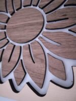 SONNENBLUME mit RATTAN Muster aus Nussbaum und Buche Sperrholz – Bild 3