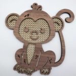 Rattan Affe Wandschild | Skandinavischer Affe | Boho Affen Kinderzimmer | Süßer Affe | Holzaffe |