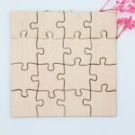 Holzpuzzle, unbehandeltes blanko Puzzle zum selbst bemalen, rohe Puzzle Teile, kreativ gestalten, pädagogisch wertvoll, 16 Teile ab 3+ Plus – Bild 2