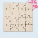 Holzpuzzle, unbehandeltes blanko Puzzle zum selbst bemalen, rohe Puzzle Teile, kreativ gestalten, pädagogisch wertvoll, 16 Teile ab 3+ Plus – Bild 4