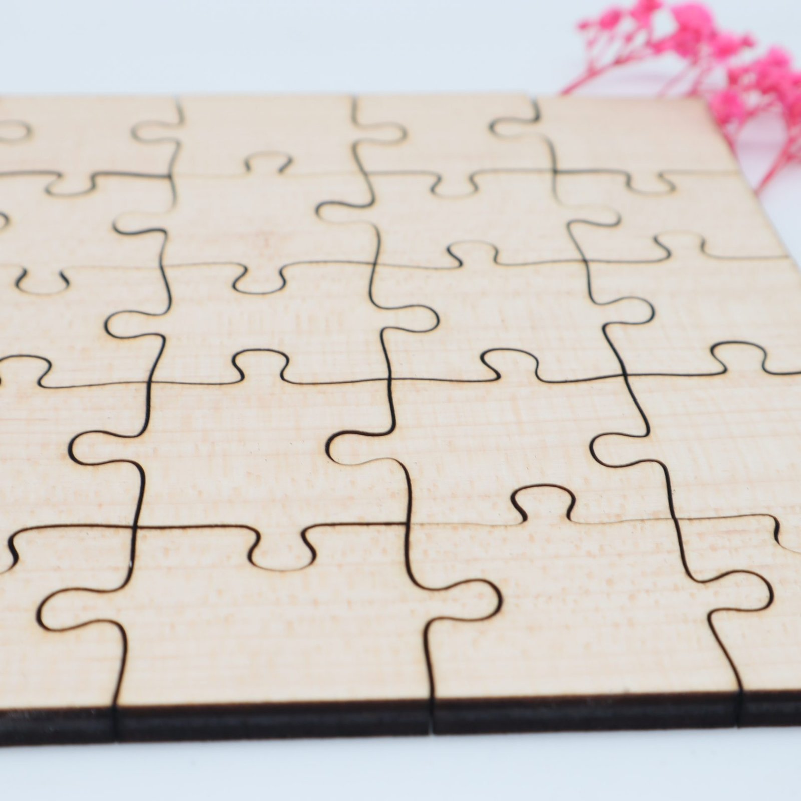 Holzpuzzle, unbehandeltes blanko Puzzle zum selbst bemalen, rohe Puzzle Teile, kreativ gestalten, pädagogisch wertvoll, 25 Teile ab 3+ Plus