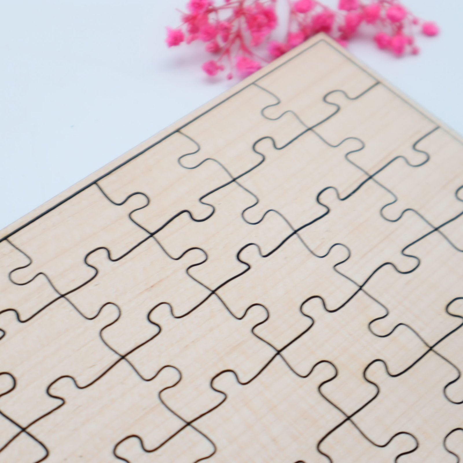 Holzpuzzle, unbehandeltes blanko Puzzle zum selbst bemalen, rohe Puzzle Teile, kreativ gestalten, pädagogisch wertvoll, 63 Teile ab 3+ Plus