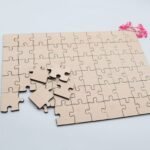 Holzpuzzle, unbehandeltes blanko Puzzle zum selbst bemalen, rohe Puzzle Teile, kreativ gestalten, pädagogisch wertvoll, 60 Teile ab 3+ Plus
