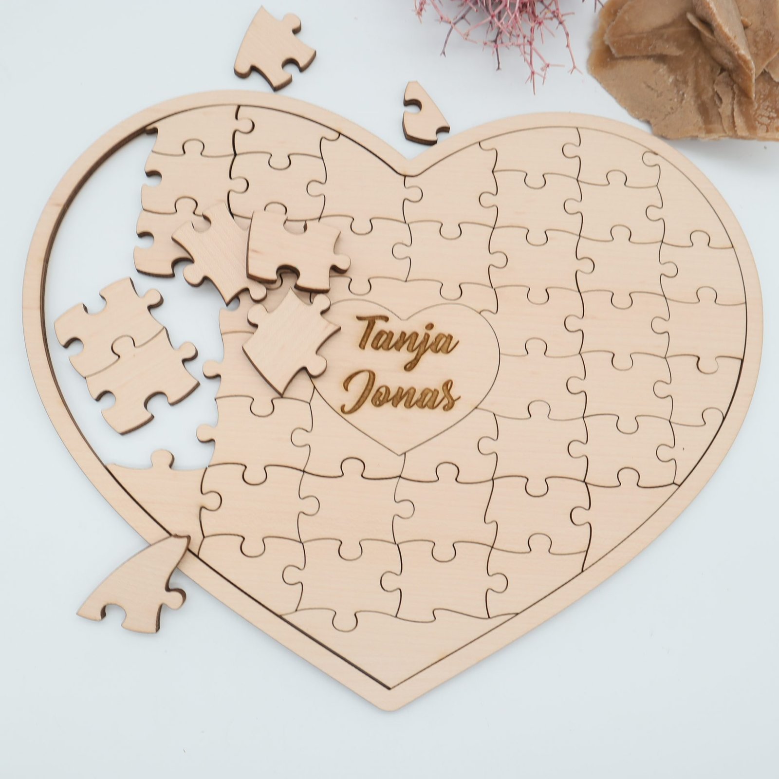 Herz Holzpuzzle, personalisiert, Freundschaft und Liebe