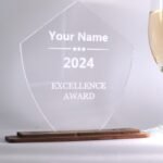 Moderne edle Trophäe Award, eigener Text oder Logo, Orden Medaille aus Nussbaum und Acryl - Personalisierter Pokal - Auszeichnung – Bild 5