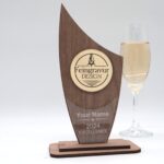 Moderne edle Sport Trophäe, eigener Text Logo, Nussbaum und Acryl - Personalisierte Gravur - Pokal - Auszeichnung - Elegante Ehrungen