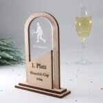 Moderne edle Sport Trophäe, eigener Text Logo, Nussbaum und Acryl - Personalisierte Gravur - Pokal - Auszeichnung - Elegante Ehrungen – Bild 5