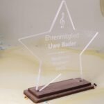 Award personalisiert edle Trophäe Award Stern Acrylglas 5 mm - eigener Text Pokal