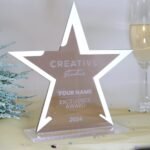 Moderne edle Stern Trophäe, personalisierter eigener Text oder Logo