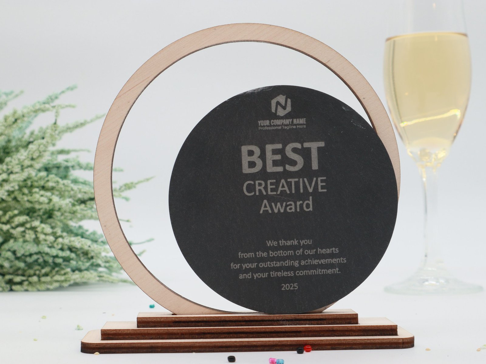 Exklusiver Award und Trophäe, Schiefer und Ahorn Holz