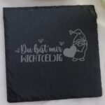 Lustiger Schieferuntersetzer graviert, Spruch Motiv – Bild 3