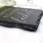 Lustiger Schieferuntersetzer graviert, Spruch Motiv – Bild 4