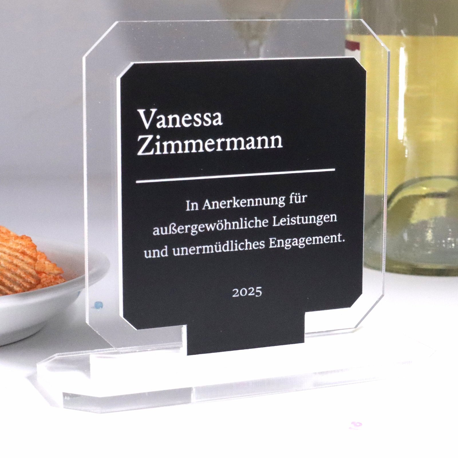 Elegante personalisierbarer Award aus Kristall Acrylglas, Auszeichnung Pokal