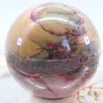 GROSSE MOOKAIT Edelsteinkugel 58 mm, Lila Gelb, schöne Maserung, hohe Qualität, Glänzend