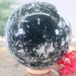 Dunkel Grüne Moosachat Edelsteinkugel, 79mm – Bild 7