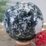 Dunkel Grüne Moosachat Edelsteinkugel, 79mm – Bild 8