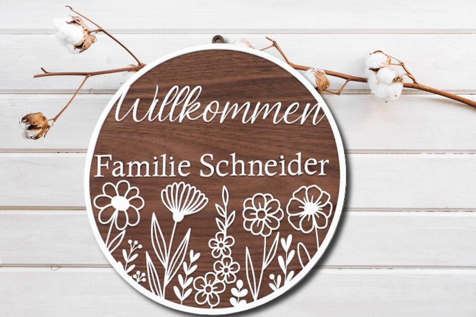 Personalisiertes Türschildschild "Willkommen"