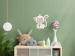 Rattan Affe Wandschild | Skandinavischer Affe | Boho Affen Kinderzimmer | Süßer Affe | Holzaffe | – Bild 4