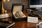Premium Büro Geschenk Deko & Design Objekt - Edelsteinkugel Muschelkalk - Moderne Einrichtung - Fossilien Briefbeschwerer für Büro – Bild 3