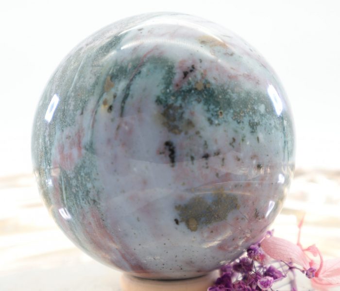 Ozean Jaspis Edelsteinkugel, Hochglänzend poliert, 76 mm